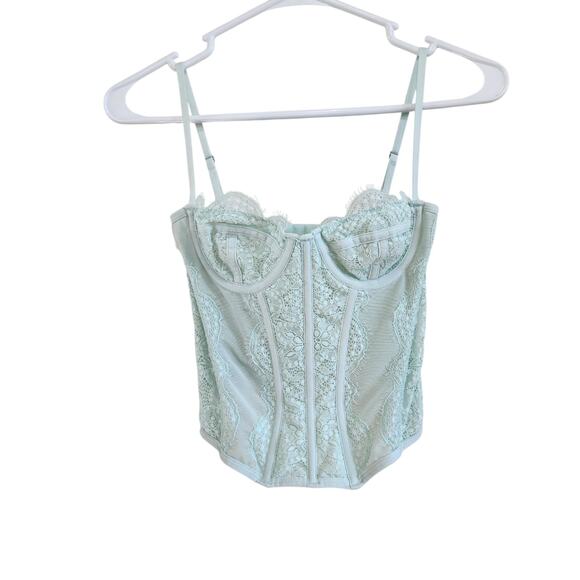 Y2K Out From Under Spaghetti Adjustable Strap Corset Top Mint Green Size Small - Picture 1 of 8